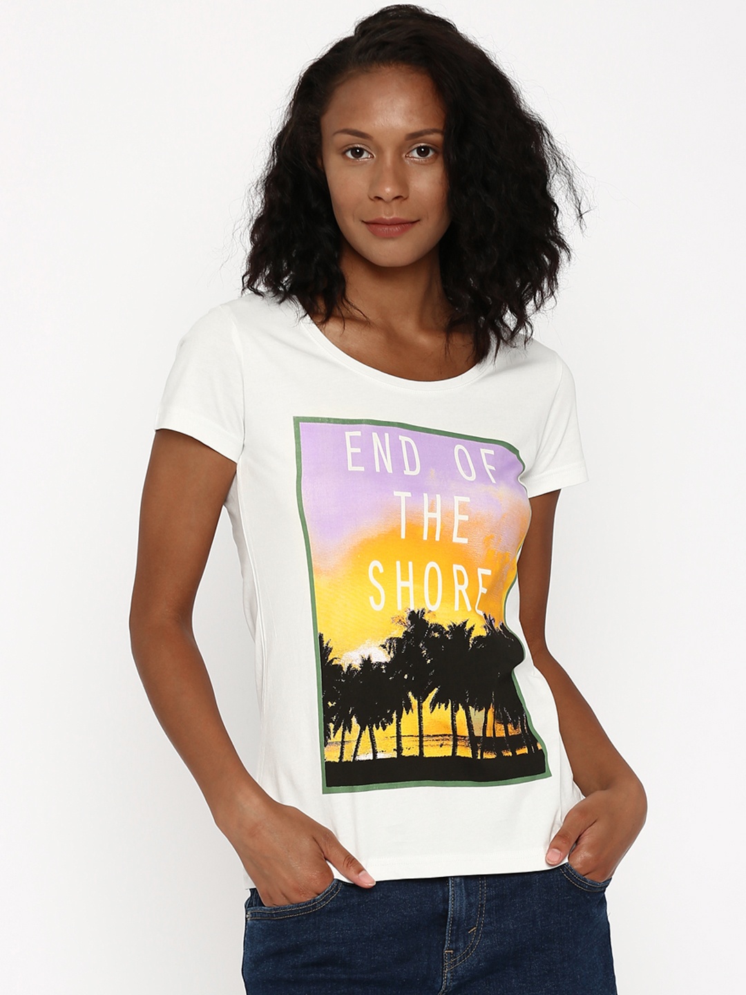 

Flying Machine White Printed Pure Cotton T-shirt