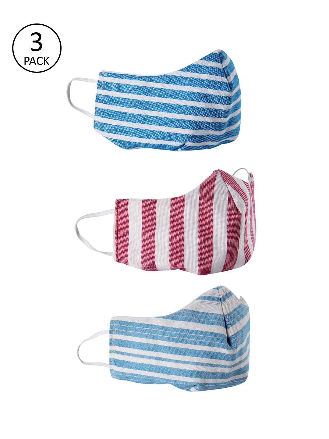 

ROMEE Unisex 3 Pcs 3-Ply Reusable Printed Outdoor Masks, Blue