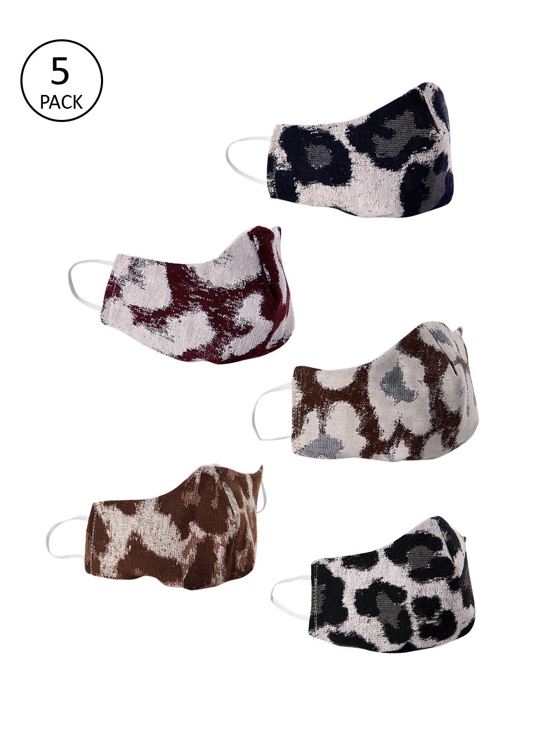 

ROMEE Unisex 5 Pcs 3-Ply Reusable Printed Outdoor Masks, Multi