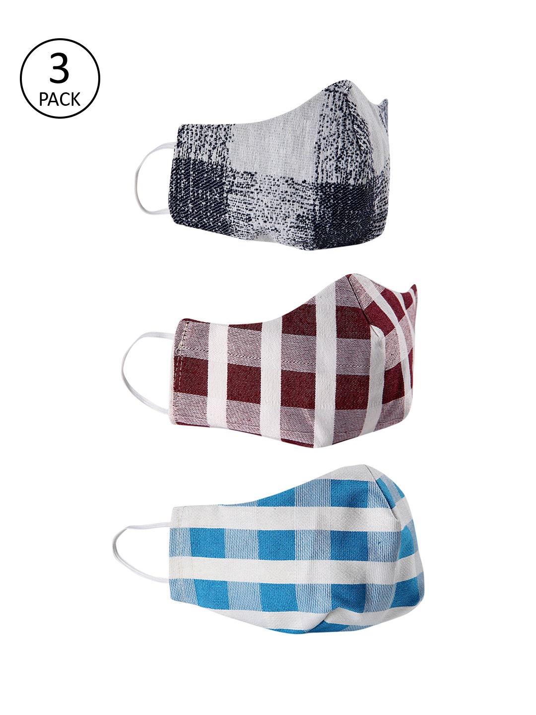 

ROMEE Unisex 3 Pcs 3-Ply Reusable Printed Outdoor Masks, Multi