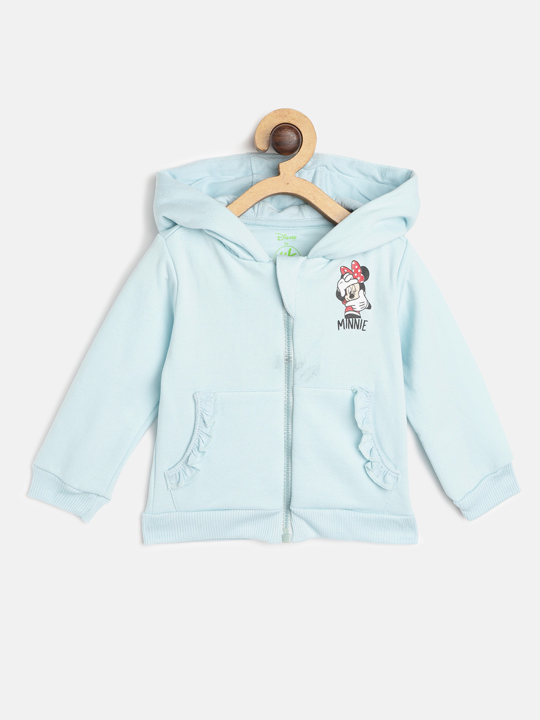 

YK Disney Girls Sea Green Solid Hooded Sweatshirt