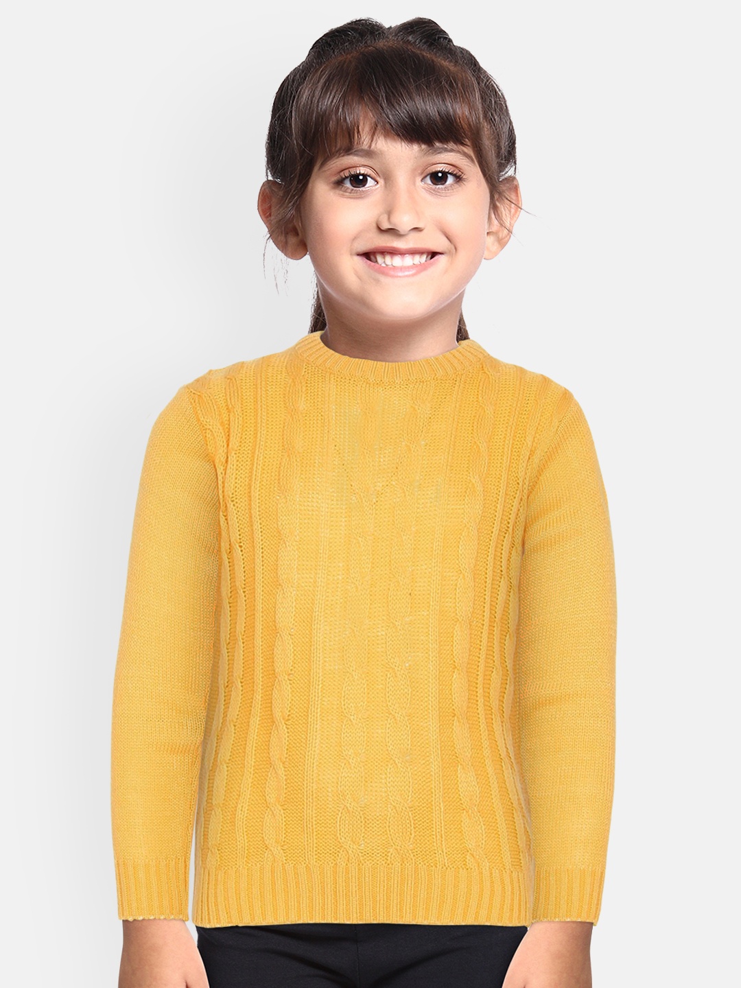 

YK Girls Yellow Cable Knit Pullover Sweater