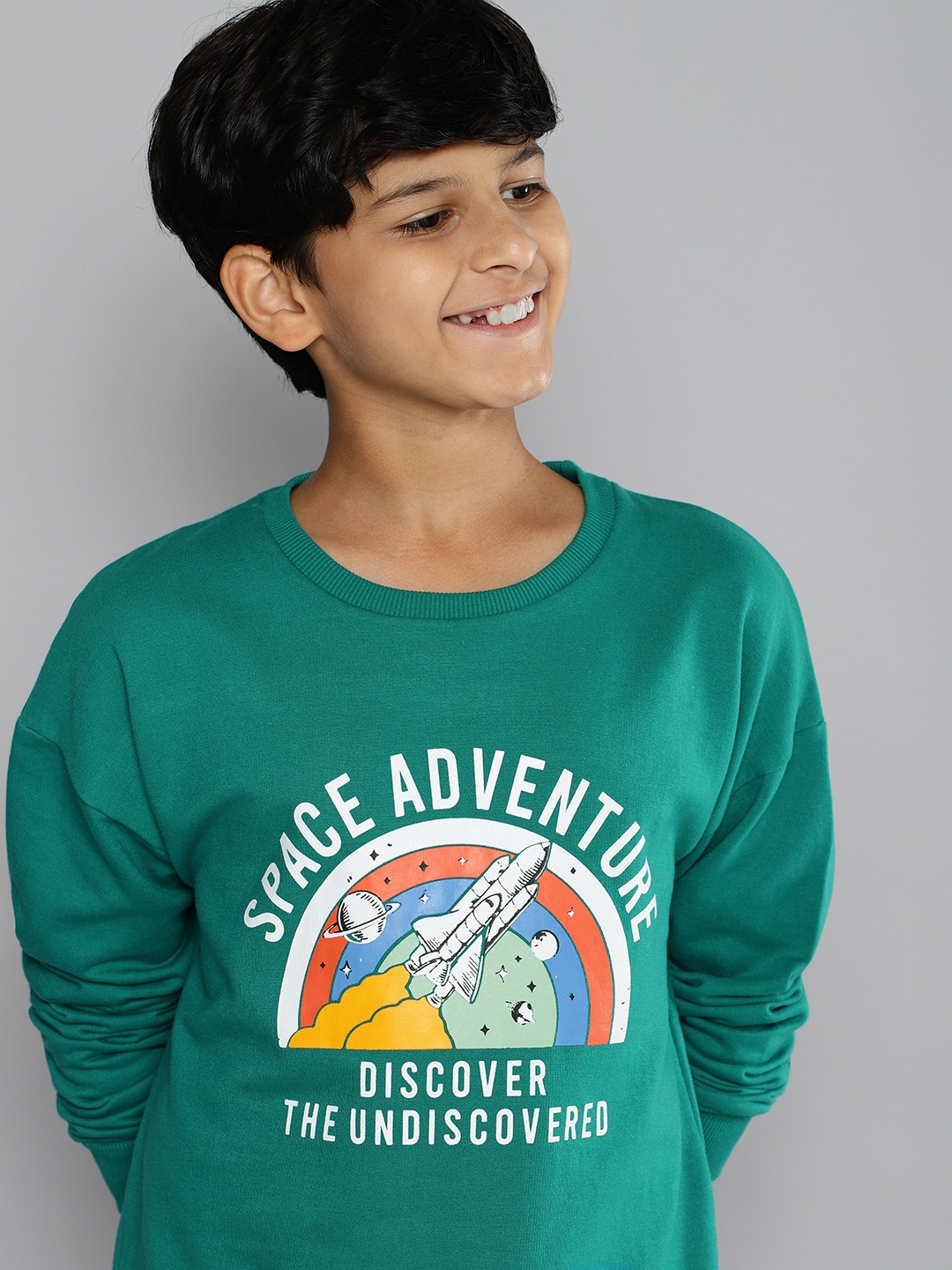 

YK Boys Green Printed Sweatshirt