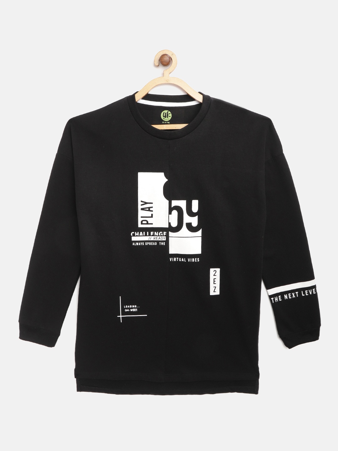 

YK Boys Black & White Printed Sweatshirt