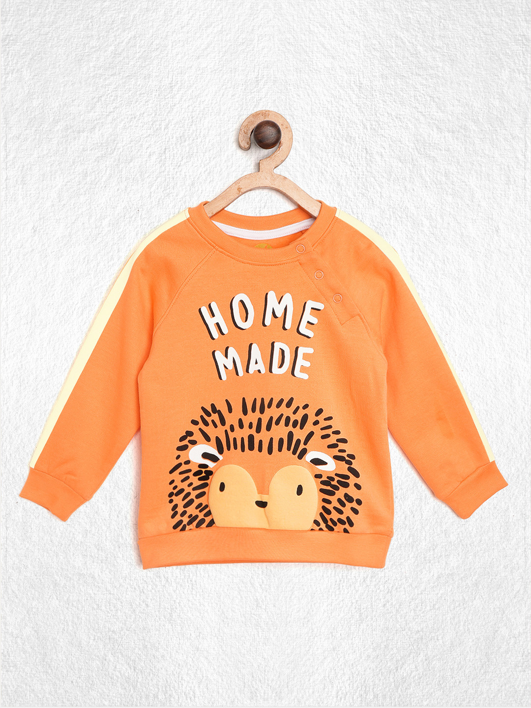 

YK Infant Boys Orange & White Porcupine Print Pure Cotton Sweatshirt