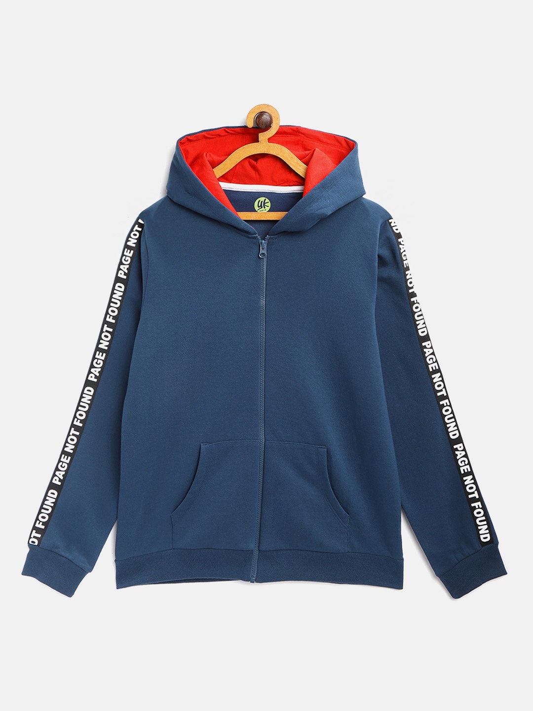 

YK Boys Navy Blue Solid Hooded Sweatshirt