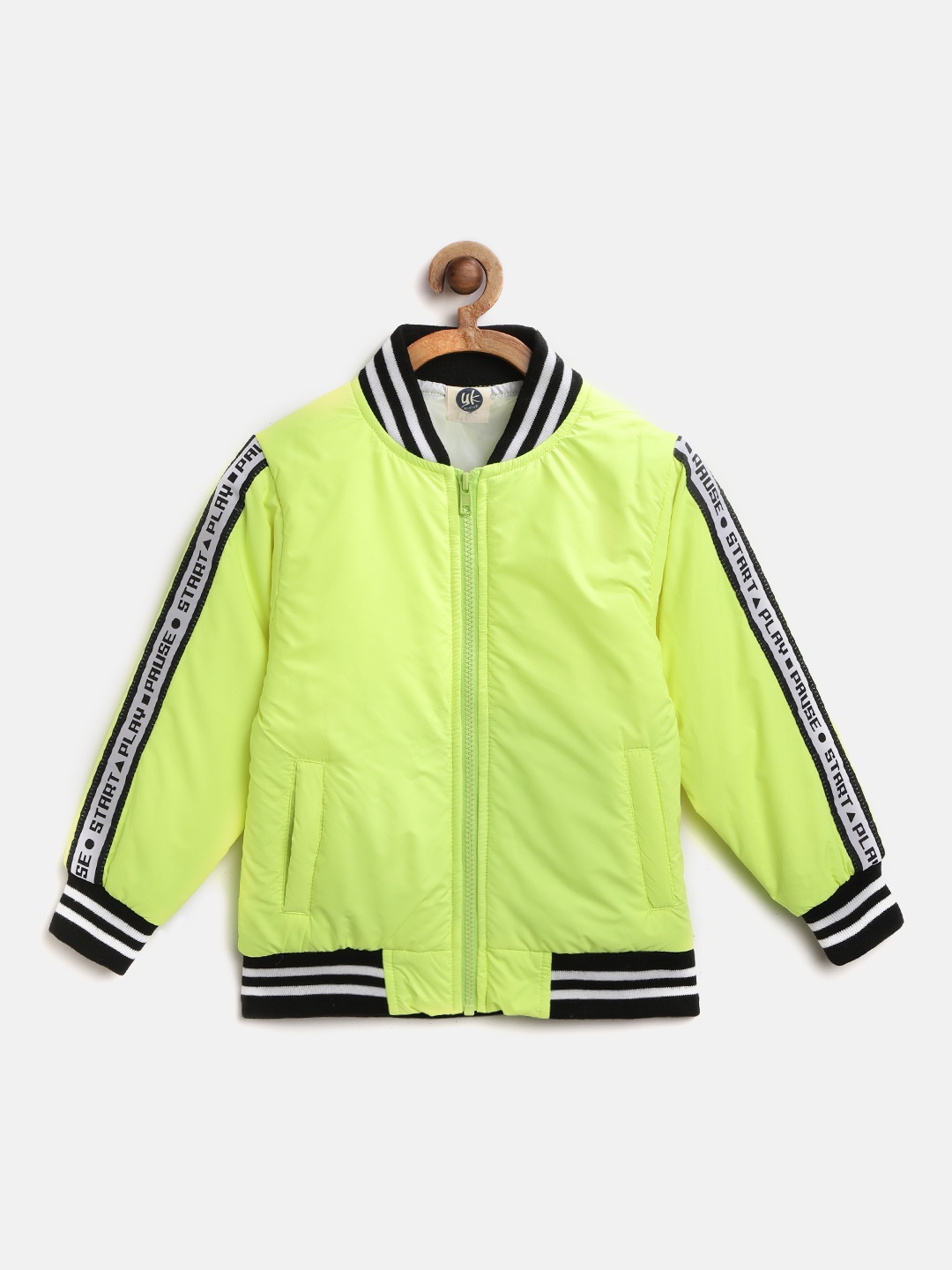 

YK Boys Fluorescent Green Solid Bomber Jacket
