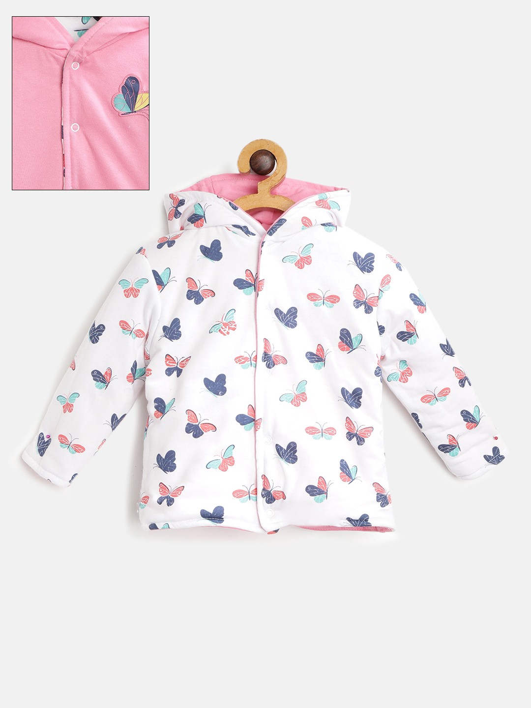 

YK Girls Pink & White Reversible Hooded Tailored Jacket