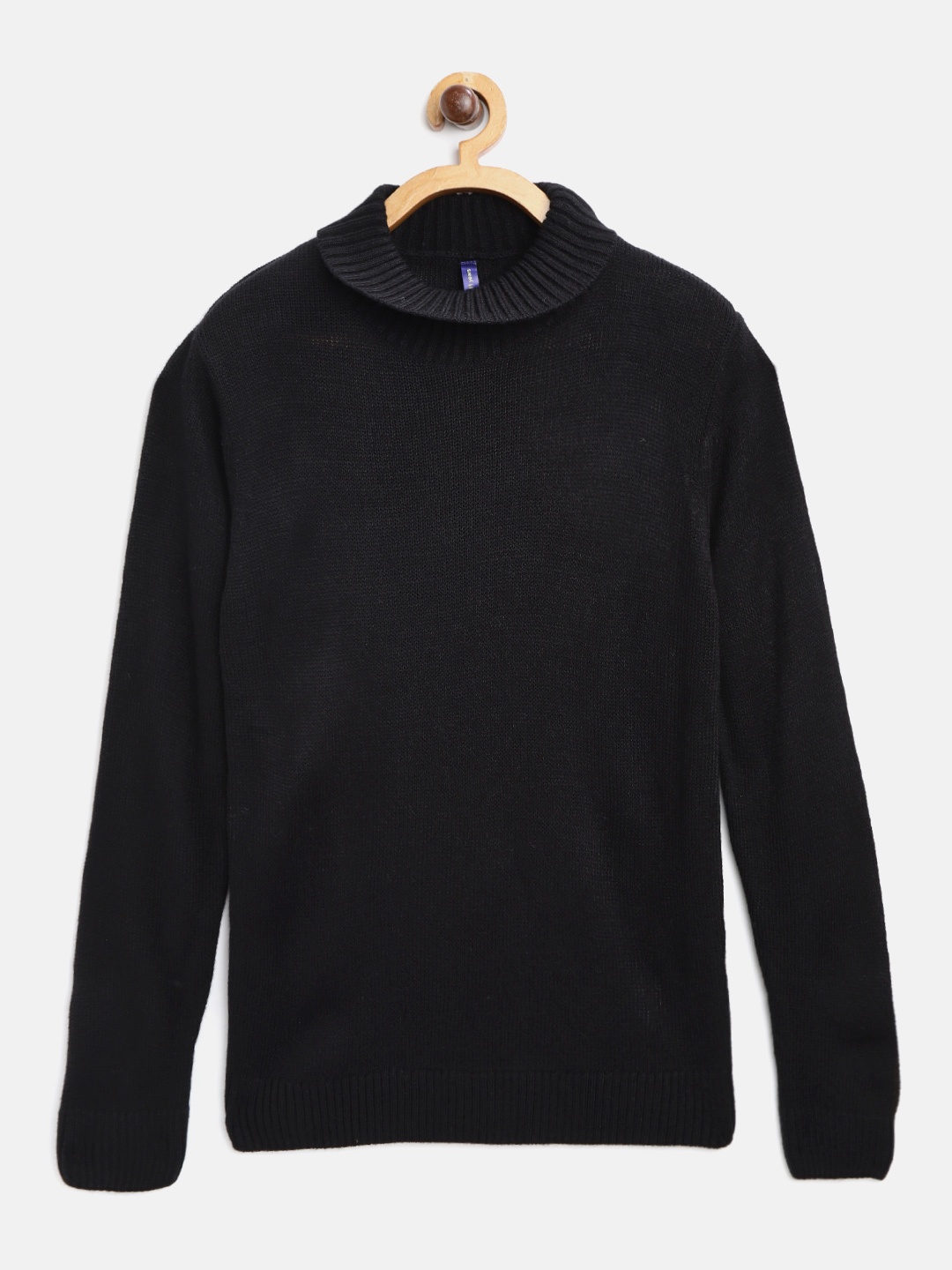 

YK Girls Black Solid Pullover Sweater