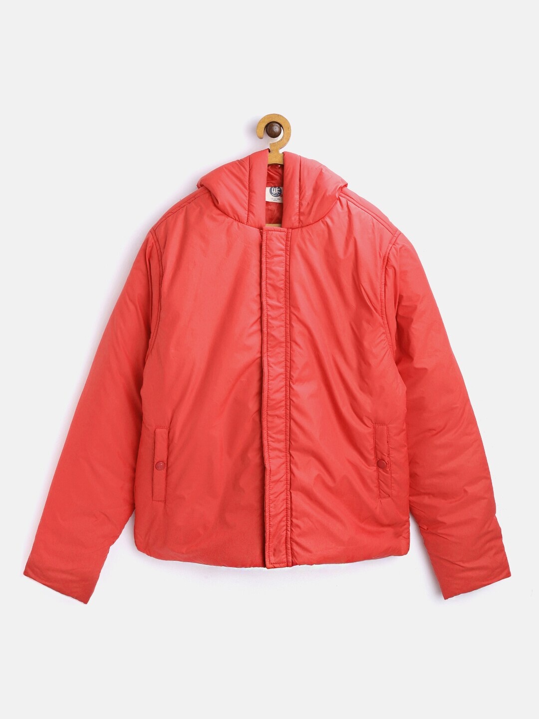 

YK Boys Red Solid Hooded Padded Jacket