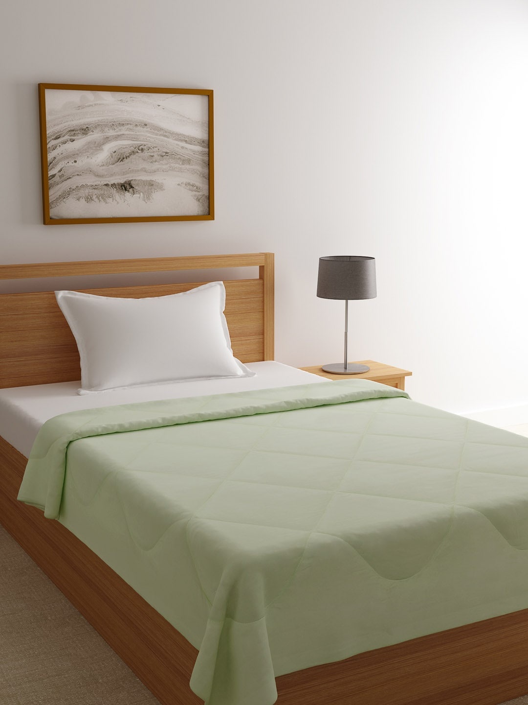 

ROMEE Mint Green Solid AC Room 233 GSM Single Bed Comforter