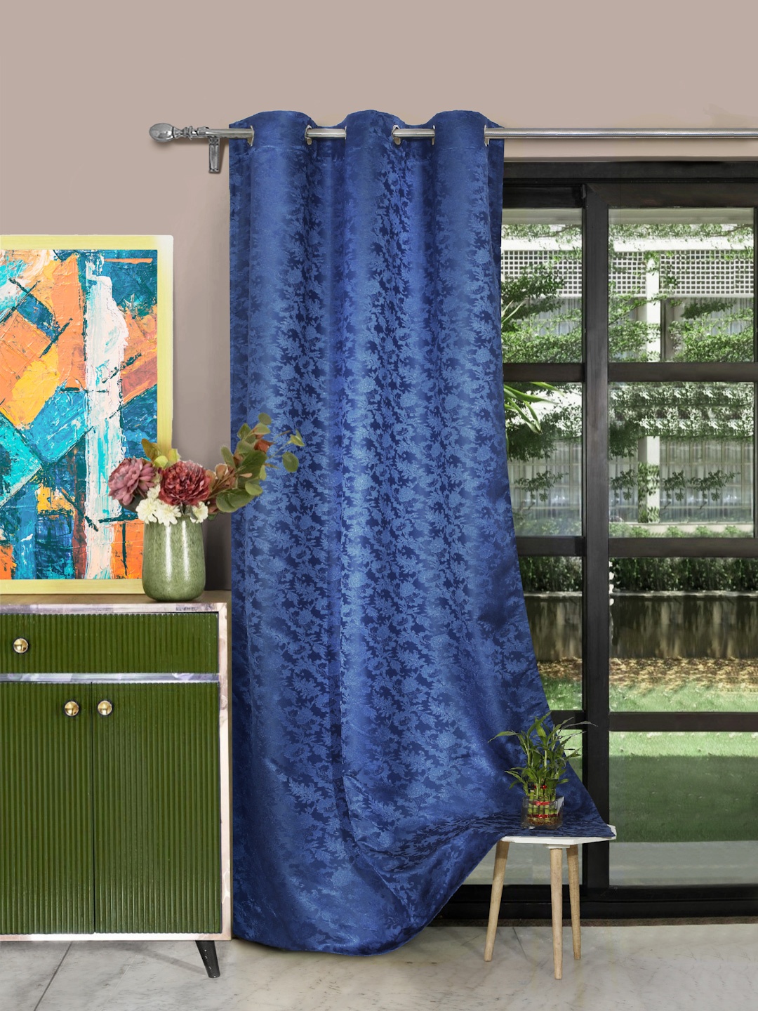 

ROSARA HOME Navy Blue Single Door Curtain