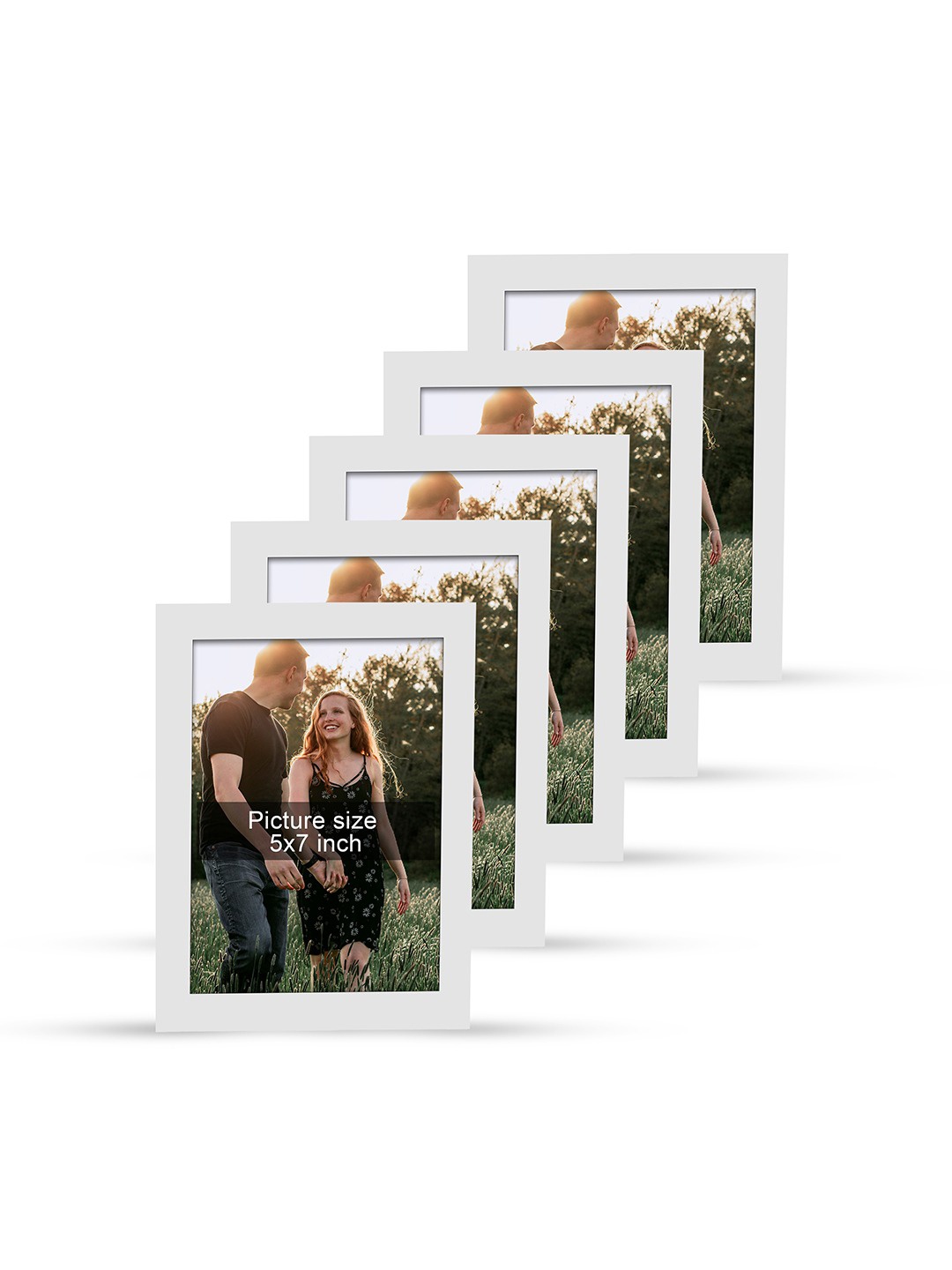 

Art Street Set Of 5 White Solid Individual Wall Photo Frames