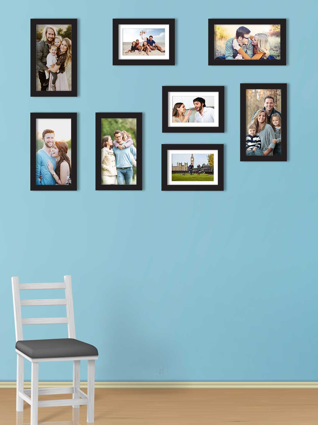 

Art Street Set Of 8 Black Solid Individual Wall Photo Frames