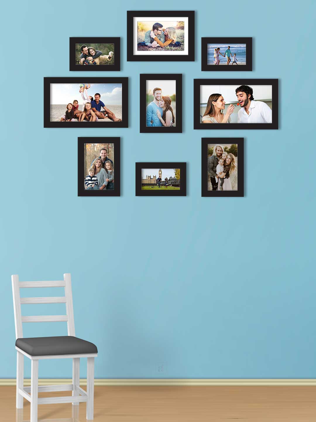 

Art Street Set Of 9 Black Solid Individual Acrylic Photo Frames
