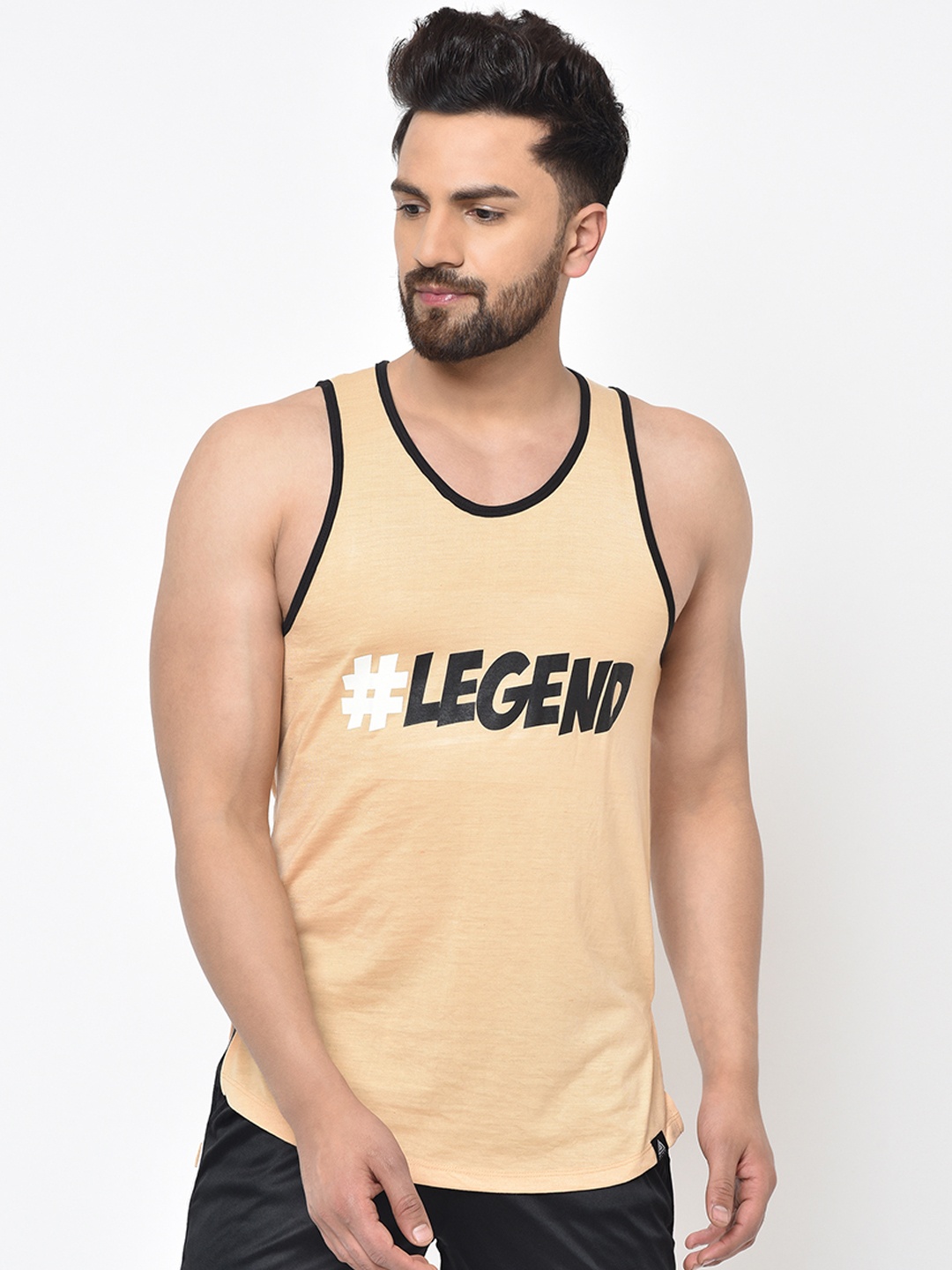 

Aesthetic Bodies Men Beige Printed Round Neck T-shirt