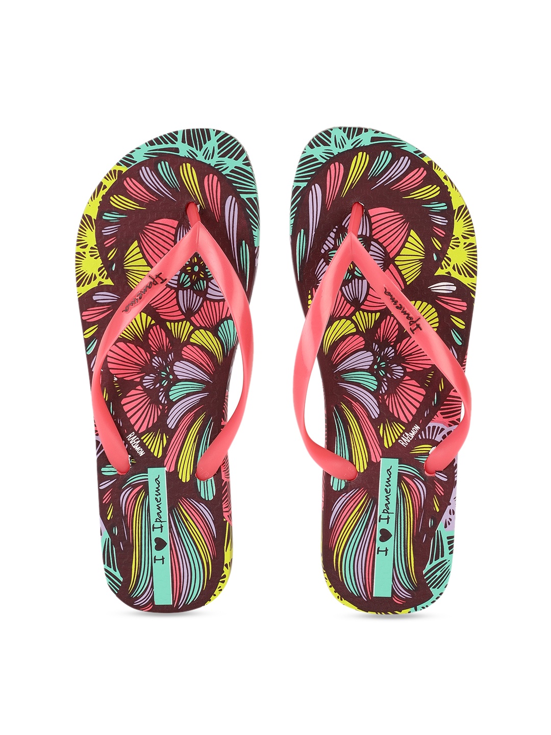 

iPanema Women Pink & Yellow Printed Thong Flip-Flops