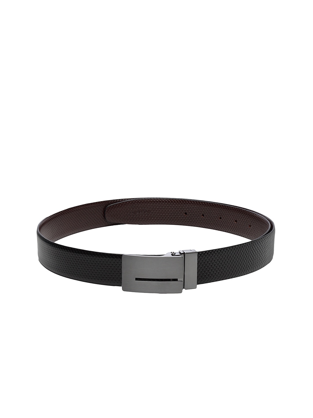 

WELBAWT Men Black Textured Leather Reversible Belt