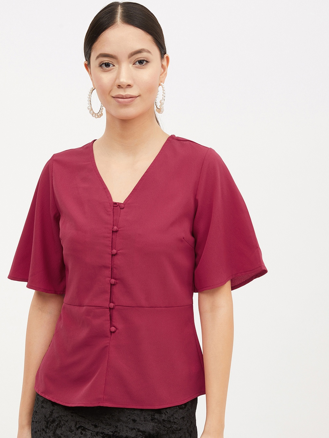 

Harpa Women Maroon Solid Top