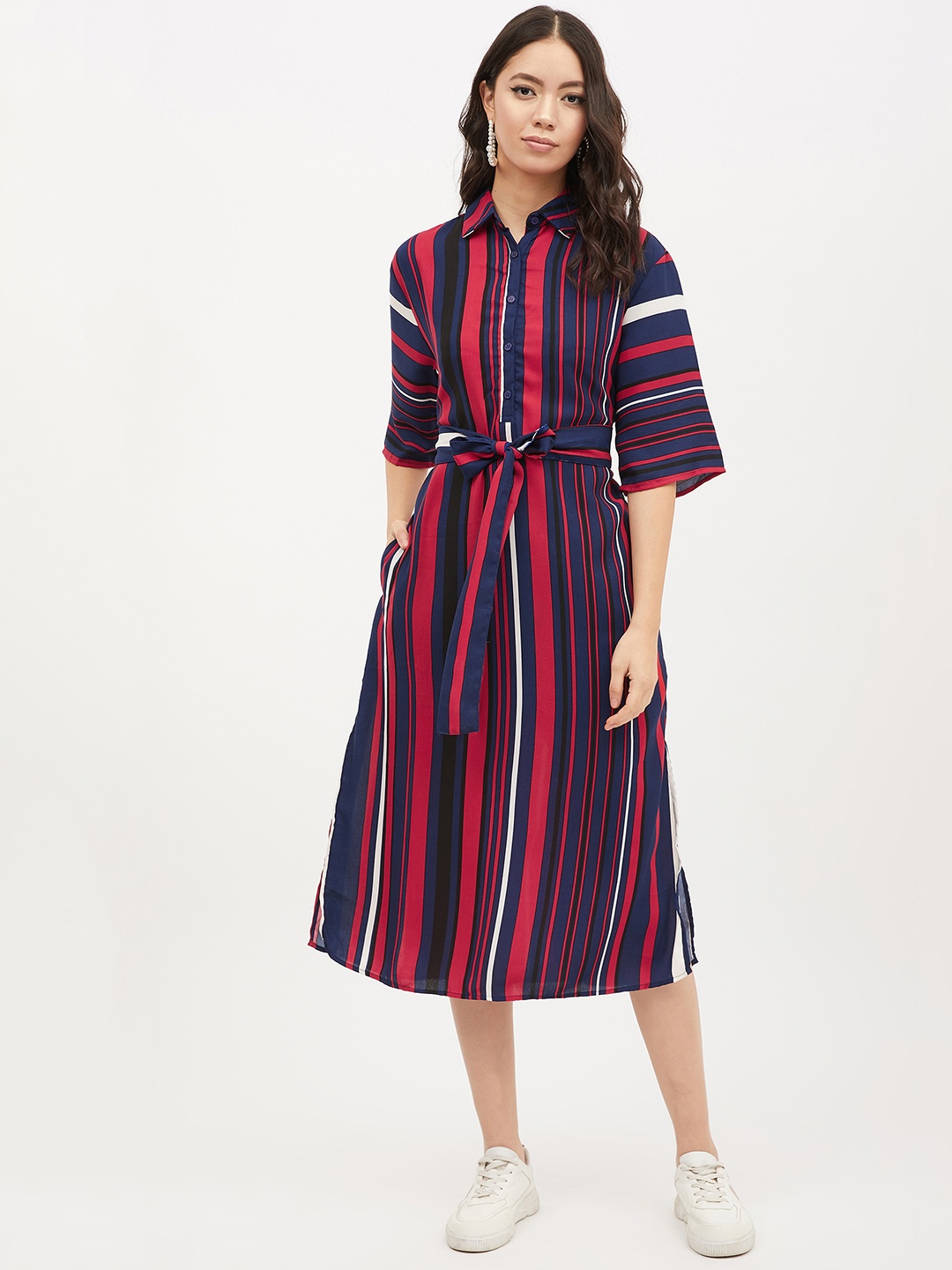 

Harpa Women Multicoloured Striped Shirt Dress, Multi