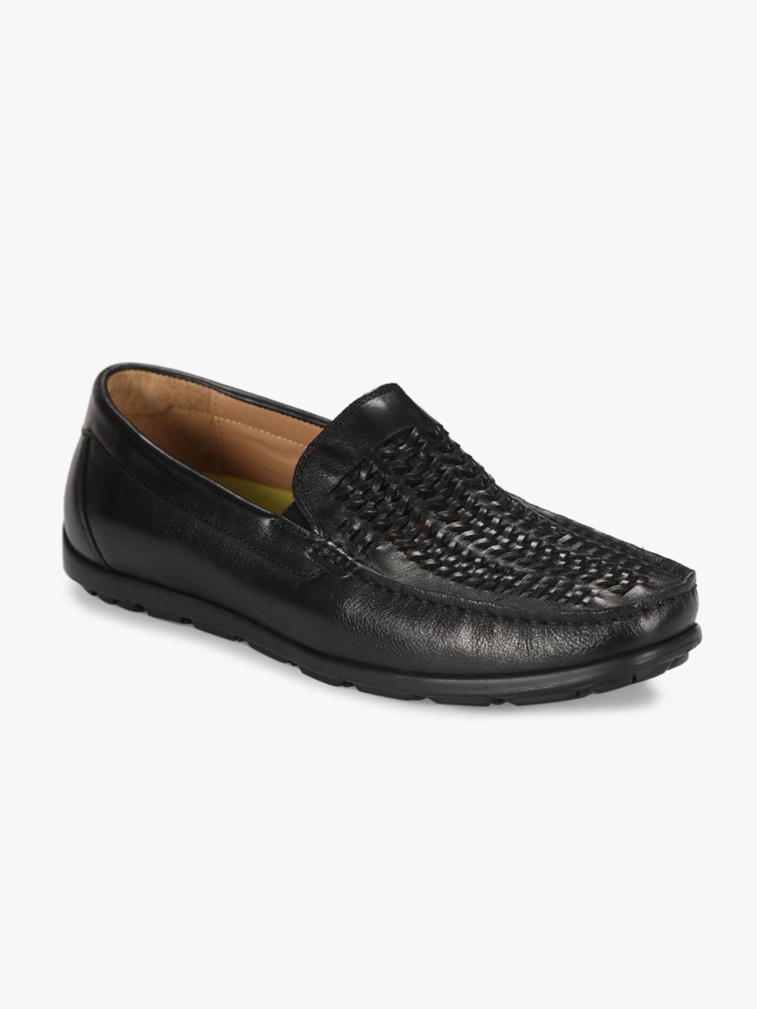 

Florsheim Men Black Woven Design Leather Loafers