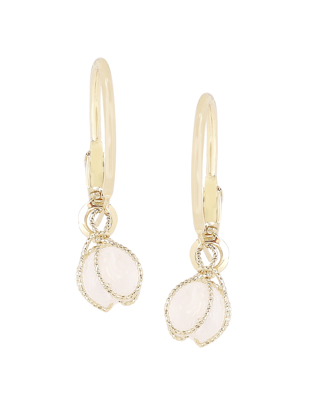 

SATCHEL White & Gold-Toned Circular Drop Earrings