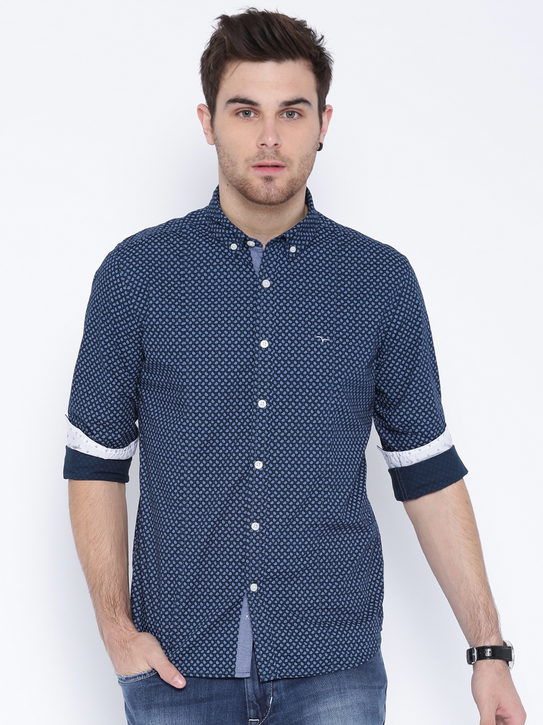 

Flying Machine Navy Paisley Printed Casual Shirt, Navy blue