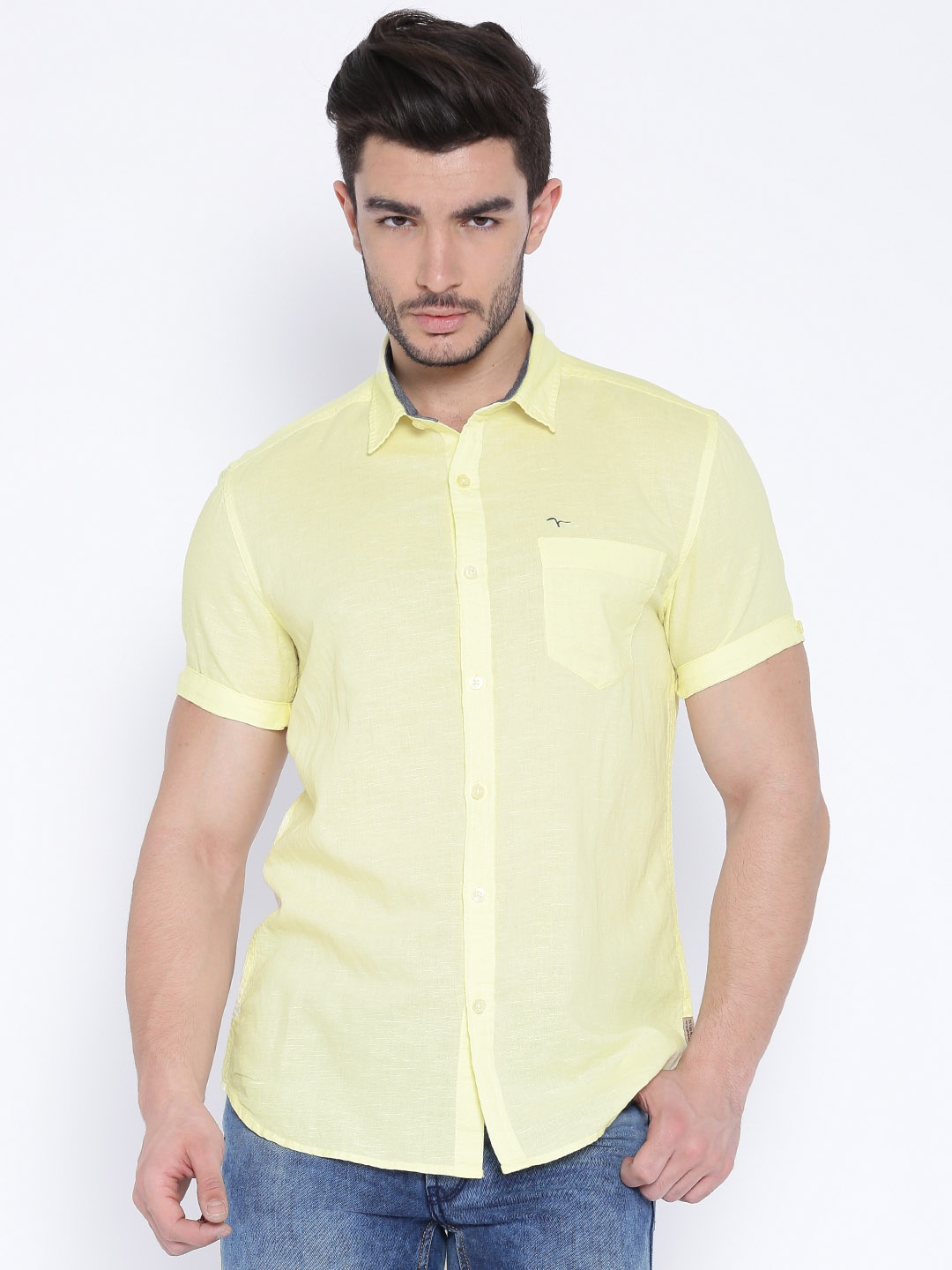 

Flying Machine Yellow Casual Shirt