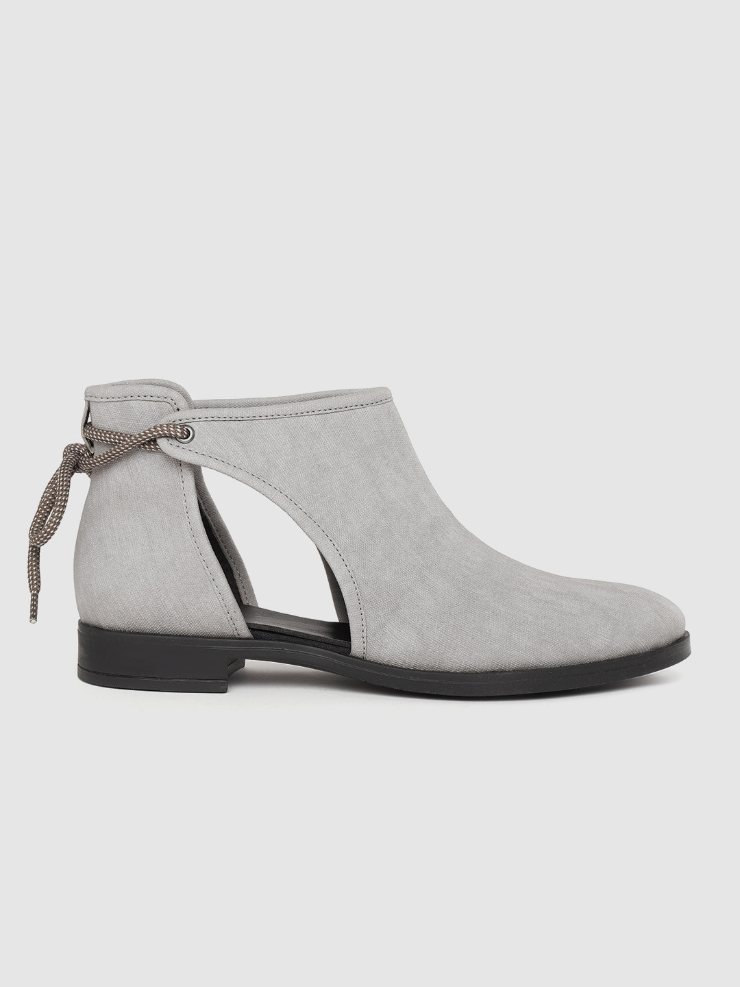 

Roadster Women Grey Solid Mid-Top Flat Boots
