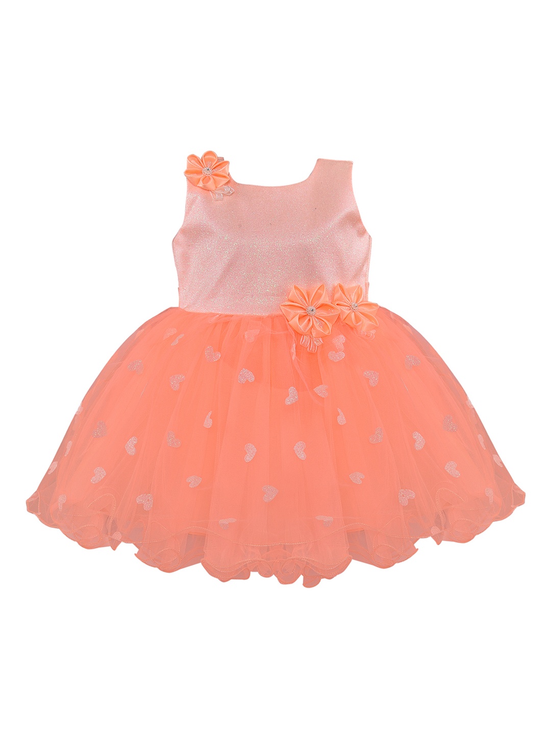 

Wish Karo Girls Peach-Coloured Printed Fit and Flare Dress