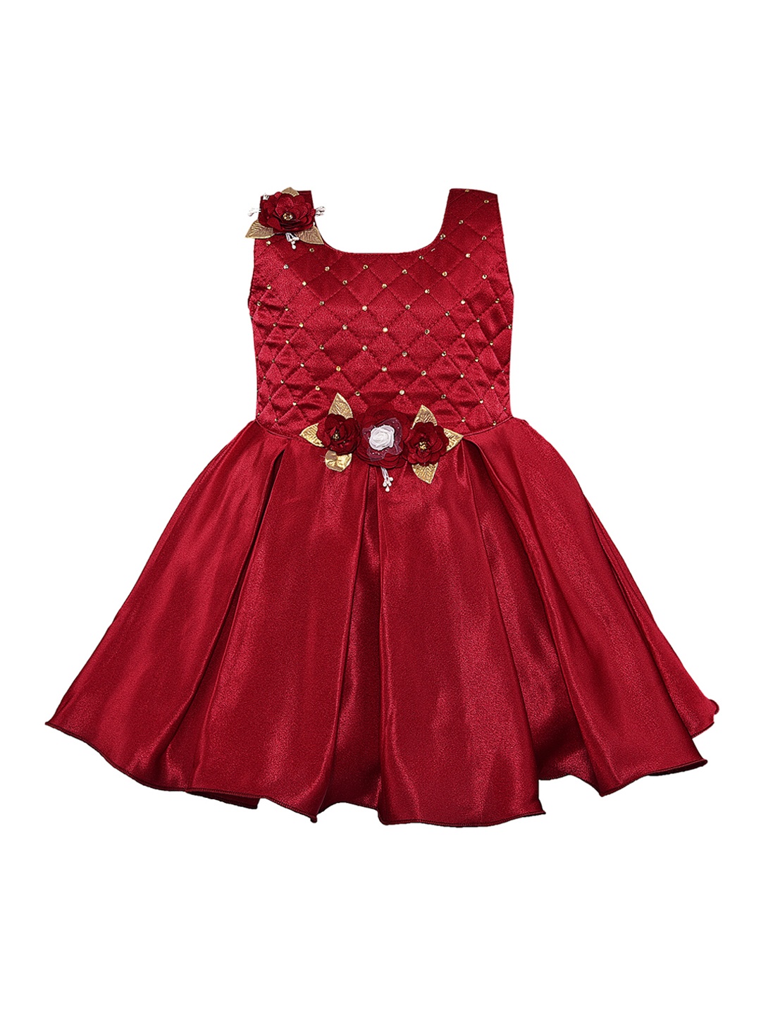 

Wish Karo Girls Red Solid Fit and Flare Dress