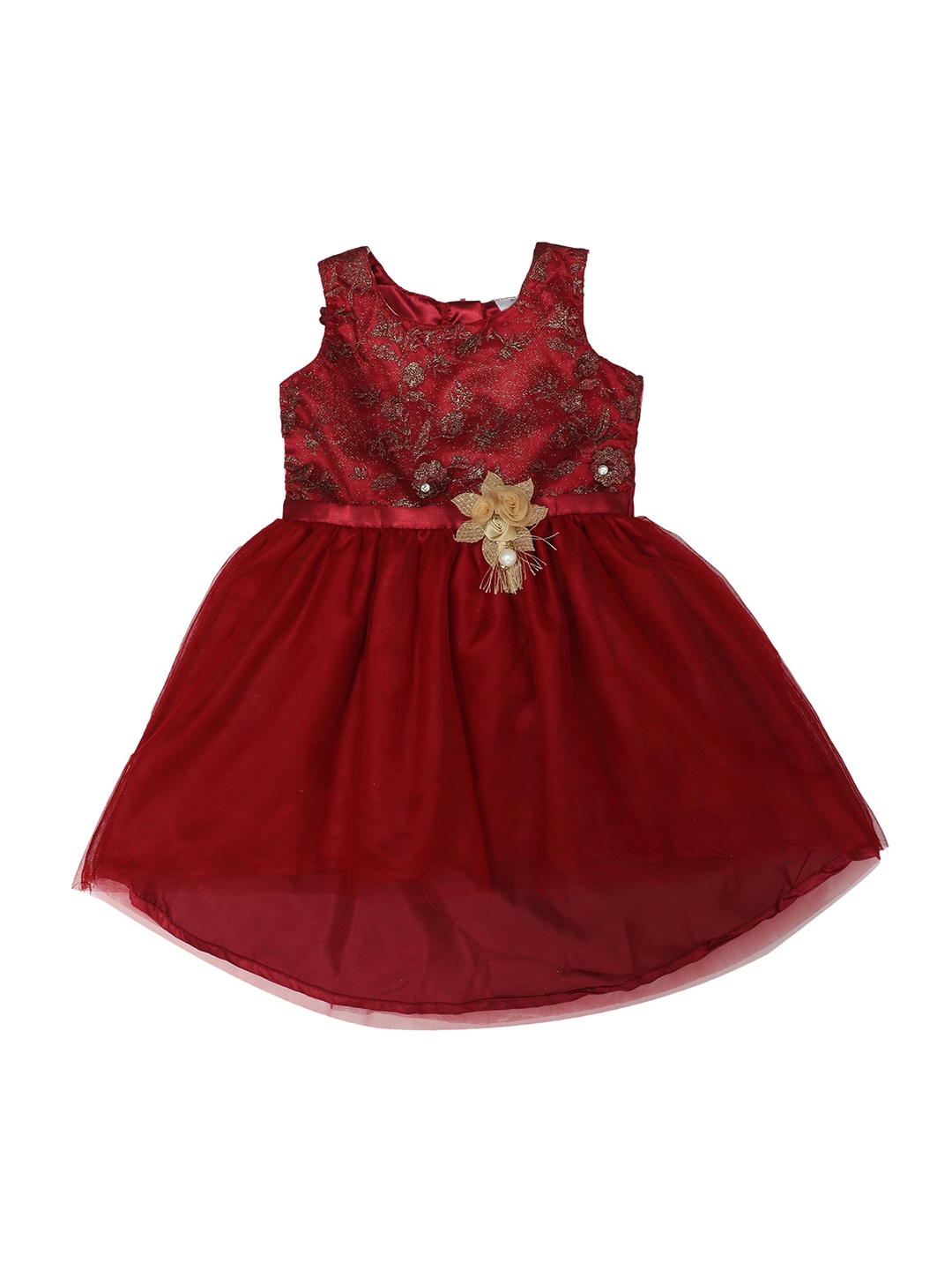 

Doodle Girls Maroon Embroidered Fit and Flare Dress