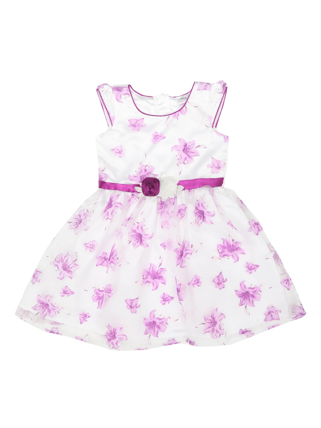 

Doodle Girls White & Purple Purple Printed Fit and Flare Dress