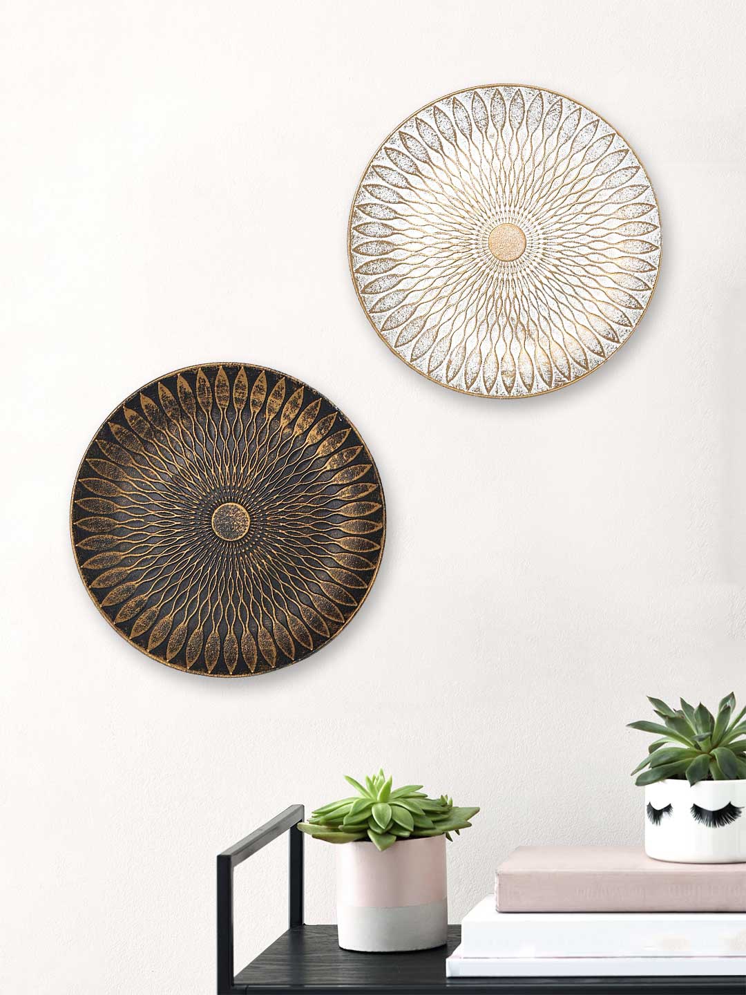 

Art Street Set of 2 MDF Decorative Wall Plates Wall Decor Plates for Home & Office, White