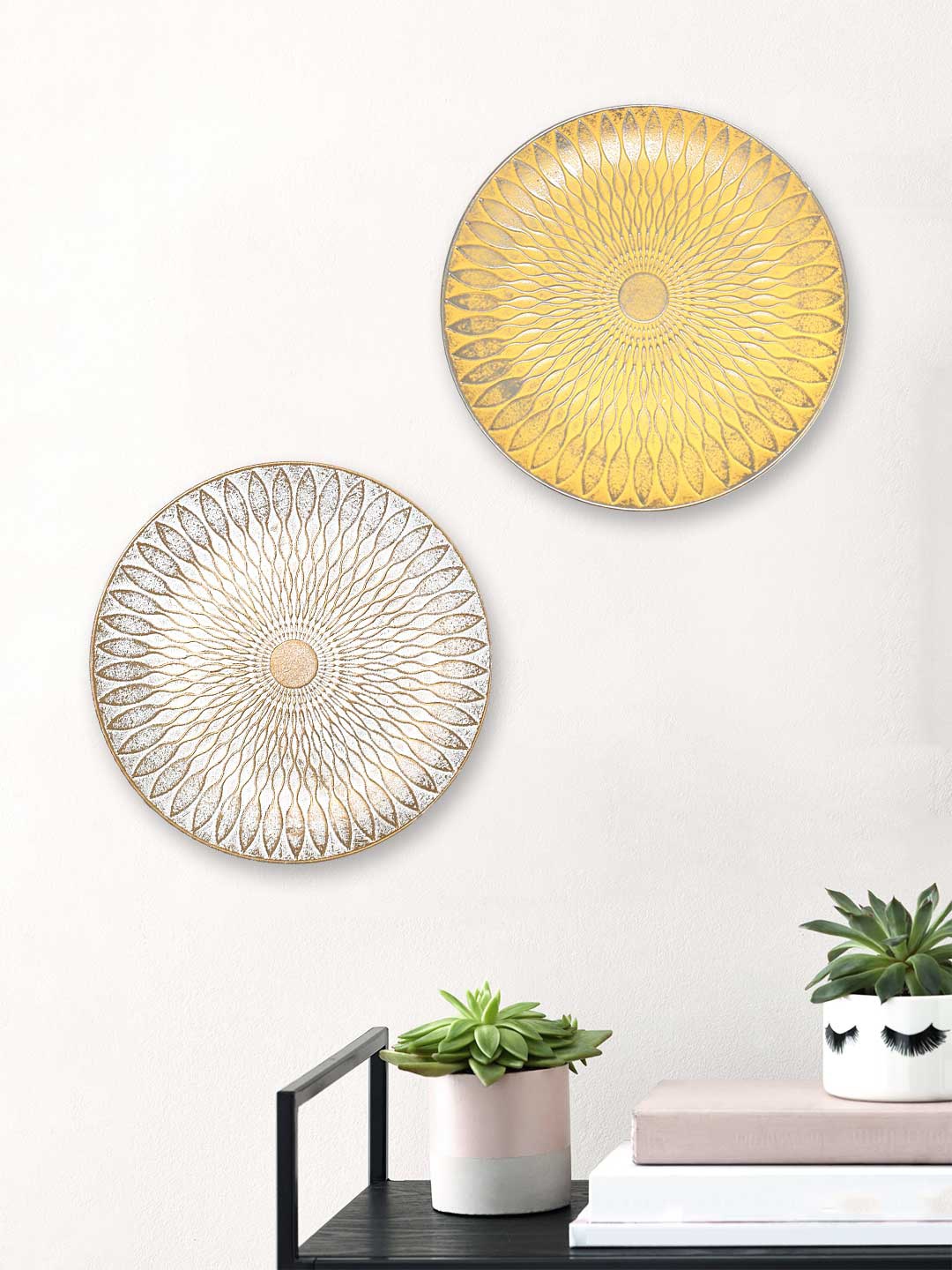 

Art Street Set of 2 MDF Decorative Wall Plates Wall Decor Plates for Home & Office, Yellow