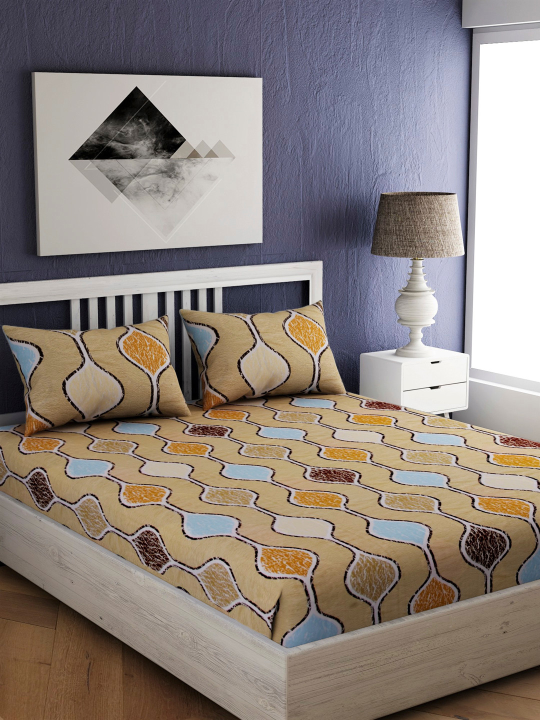 

EverHOME Brown Abstract 210 TC Cotton 1 Queen Bedsheet with 2 Pillow Covers
