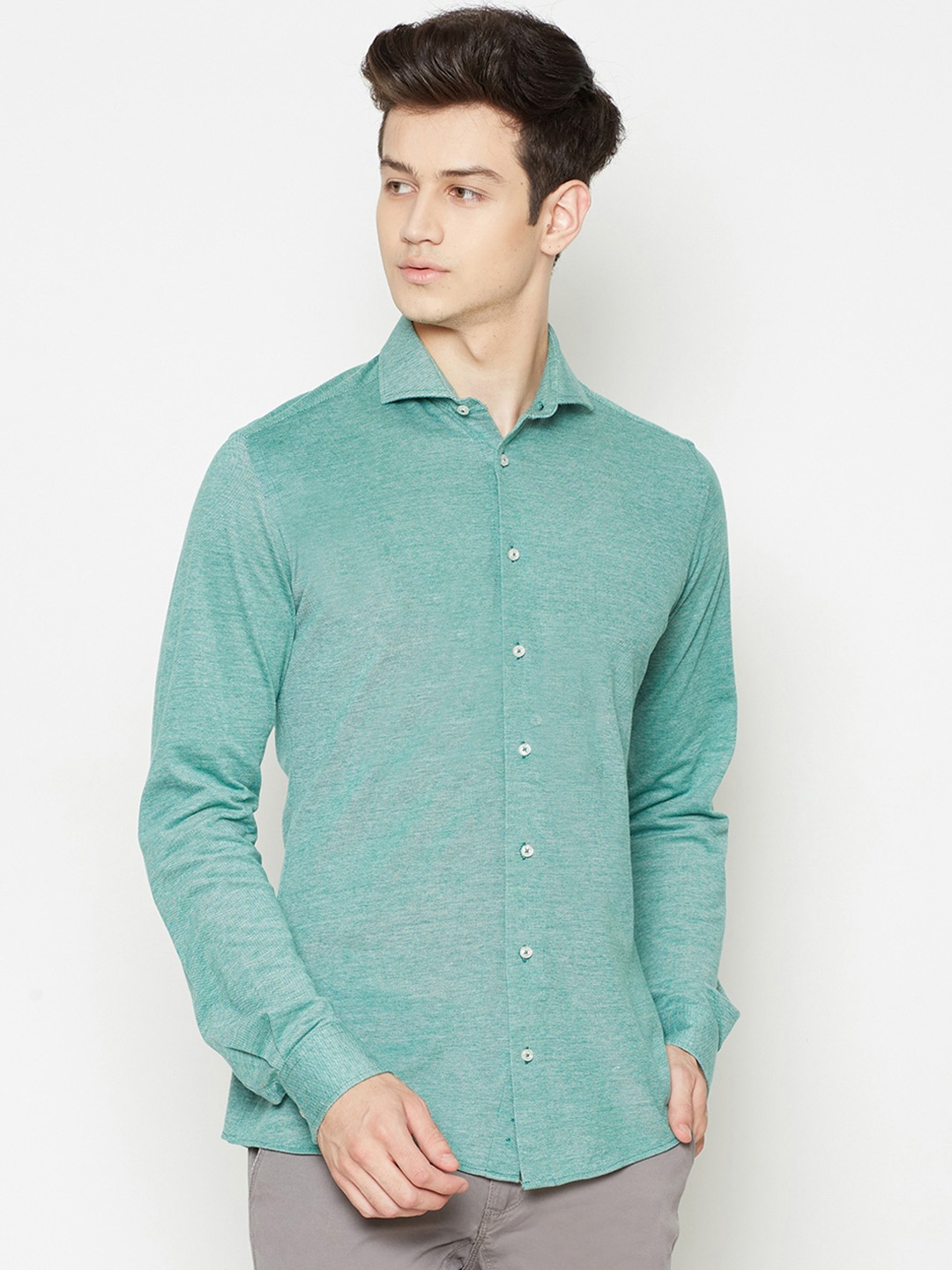 

Bruun & Stengade Men Green Slim Fit Self Design Casual Shirt