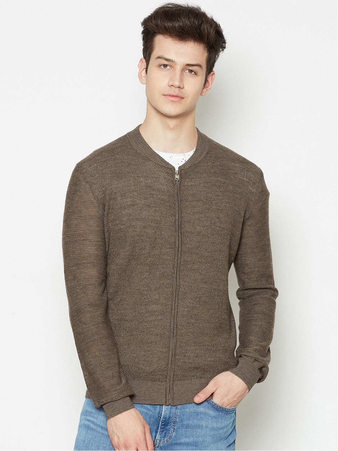 

Bruun & Stengade Men Brown Solid Front-Open Sweater