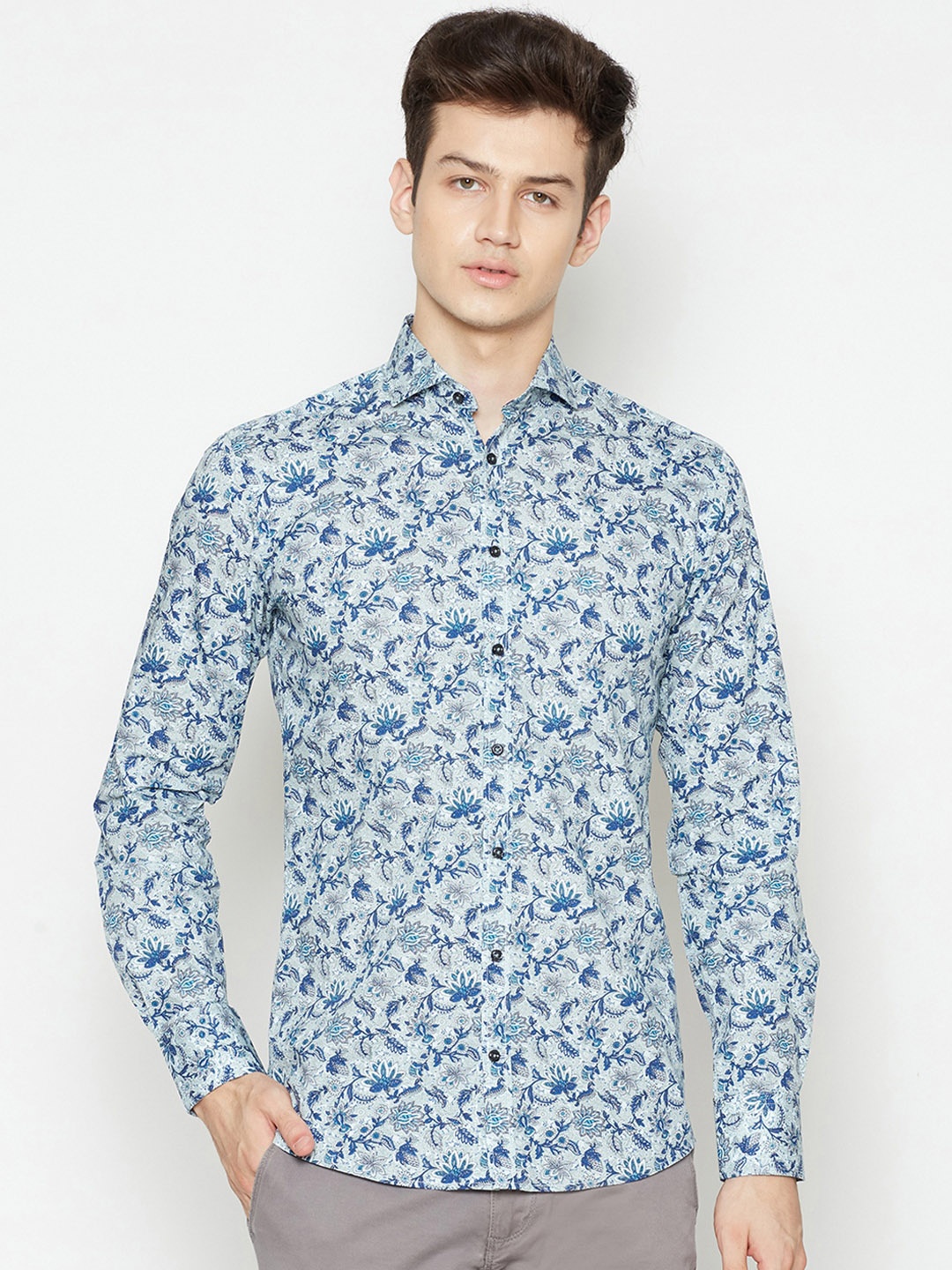

Bruun & Stengade Men Blue Slim Fit Printed Casual Shirt