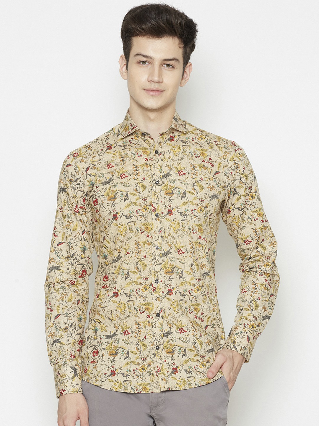 

Bruun & Stengade Men Mustard Slim Fit Printed Casual Shirt