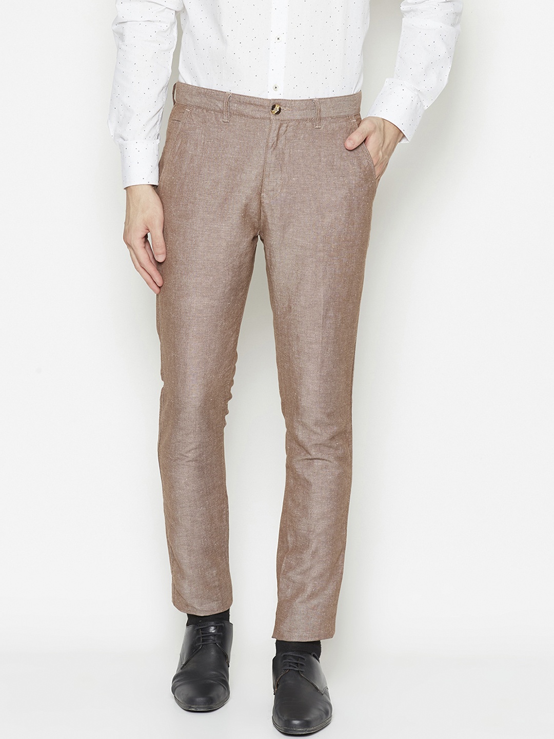 

Bruun & Stengade Men Beige Slim Fit Solid Regular Trousers