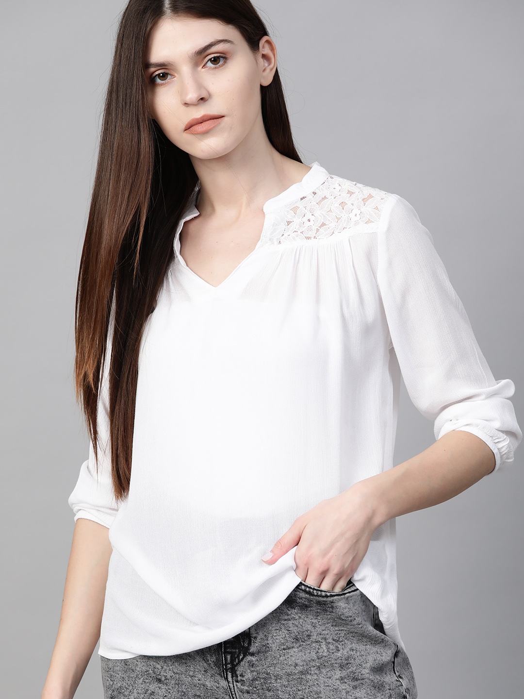 

Roadster Women White Solid Top