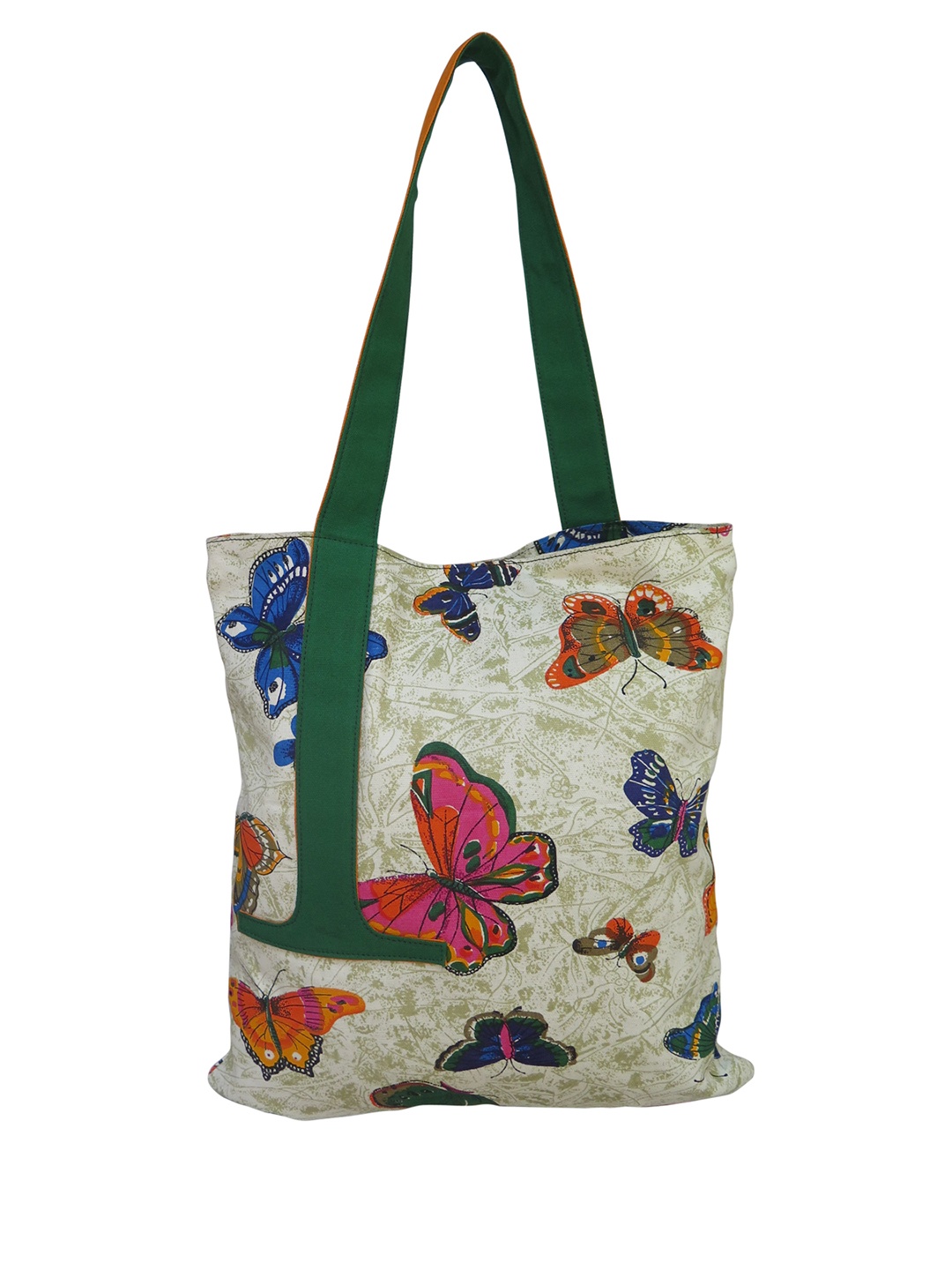 

Spice Art Green & Pink Printed Tote Bag