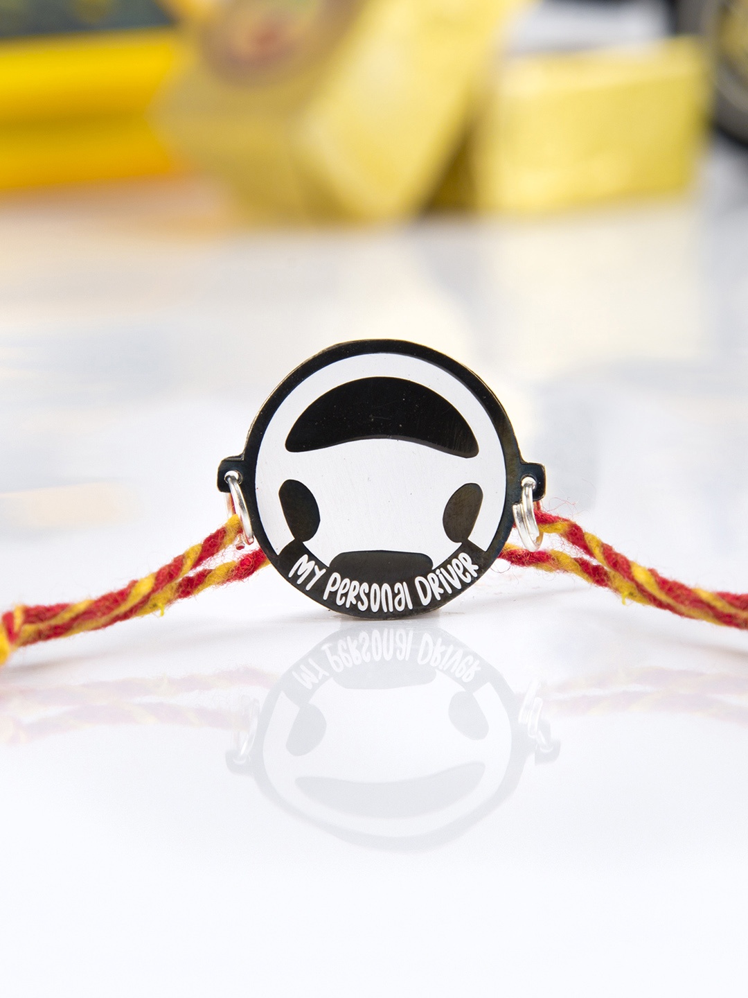 

Bigsmall Black & Red Brass-Plated Handcrafted Rakhi Bracelet