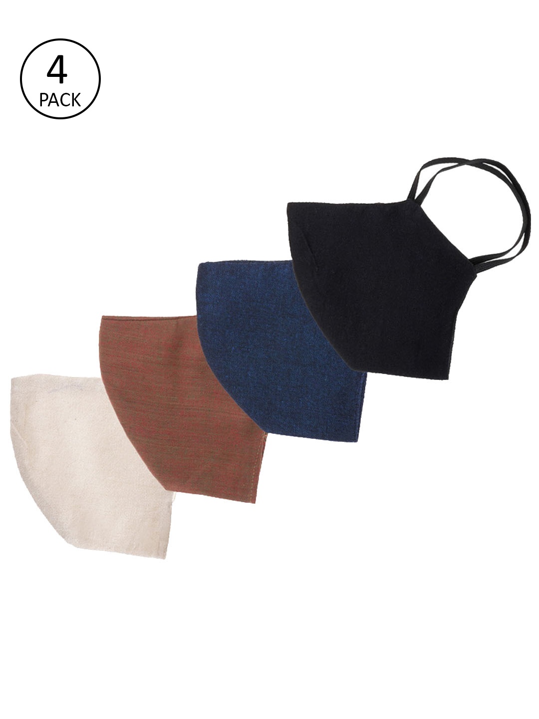

PANASH Unisex 4 Pcs Solid 2-Ply Anti-Pollution Reusable Cloth Masks, Navy blue