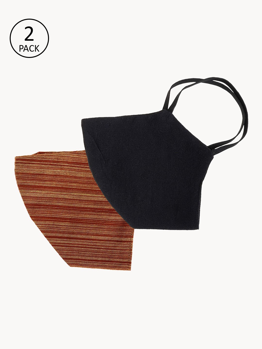 

PANASH Unisex Pack of 2 Solid 2-Ply Reusable Anti-Pollution Outdoor Khadi Masks, Black