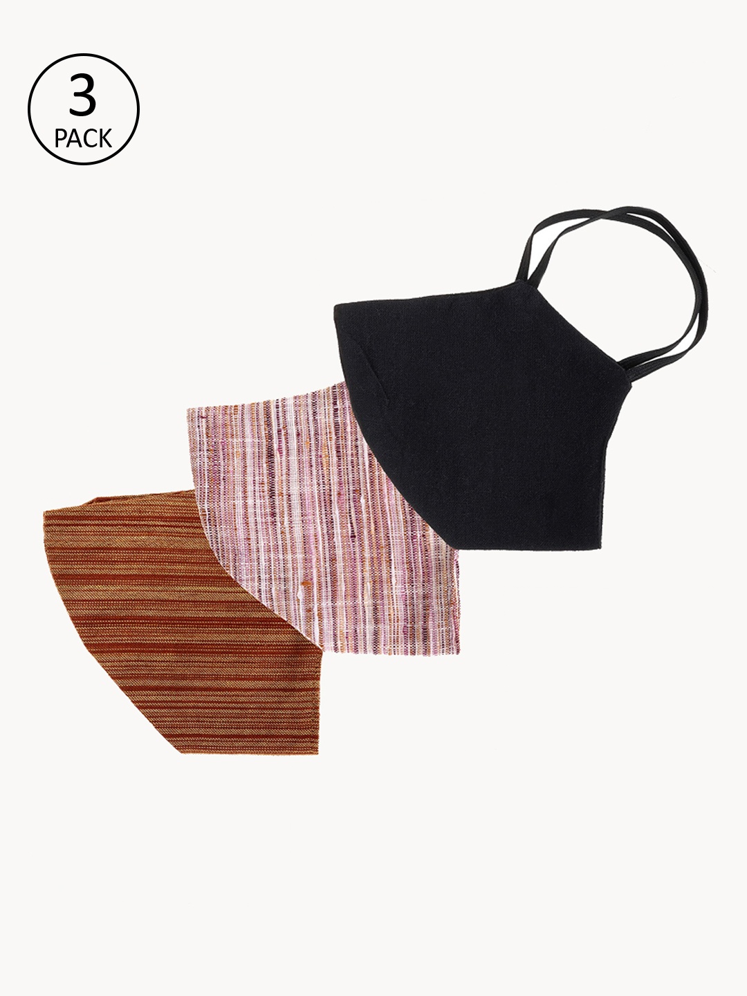 

PANASH Unisex 3 Pcs 2-Ply Reusable Outdoor Anti-Pollution Khadi Masks, Brown