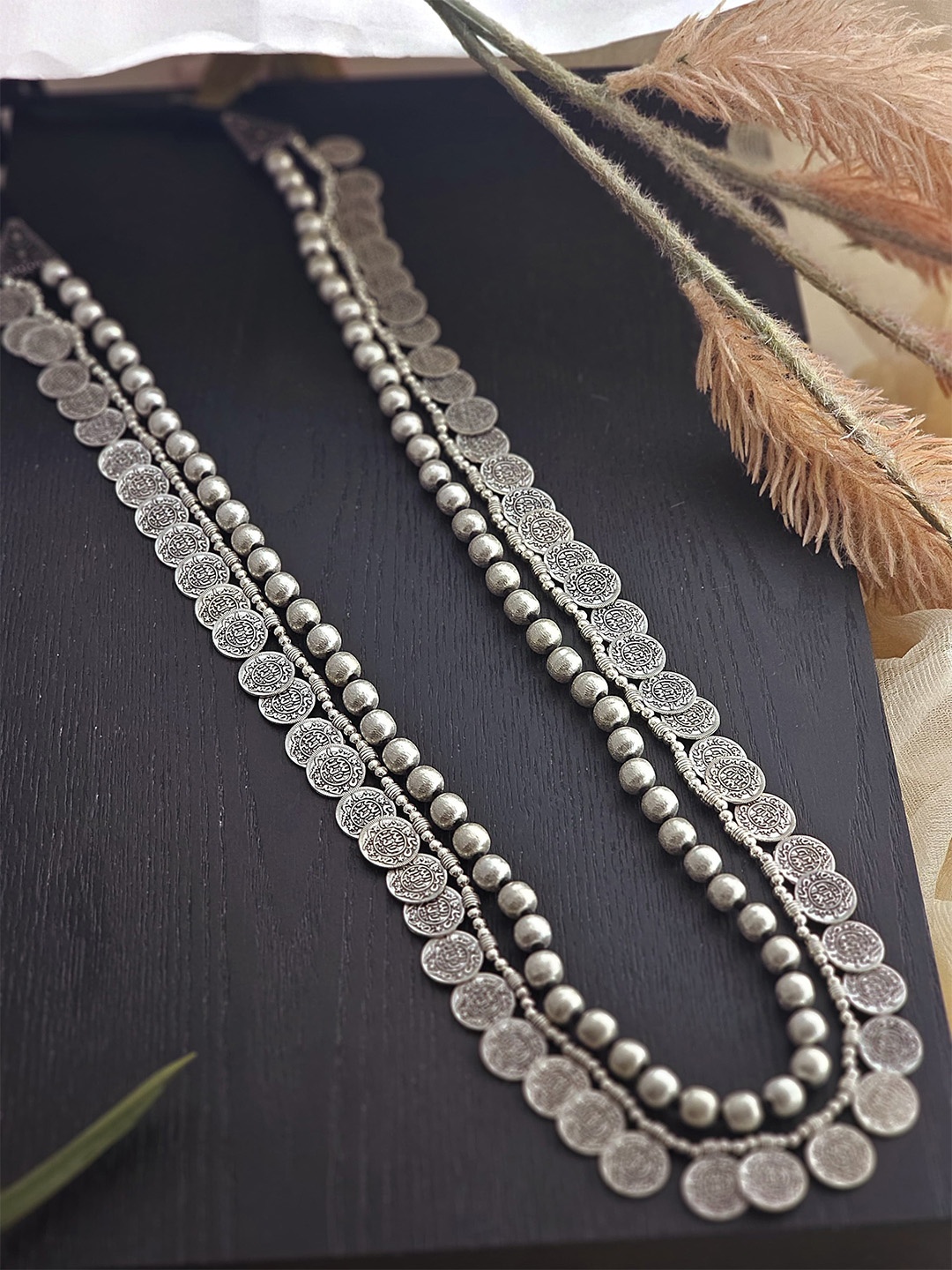 

Binnis Wardrobe Women Silver-Plated Beaded Coin Necklace