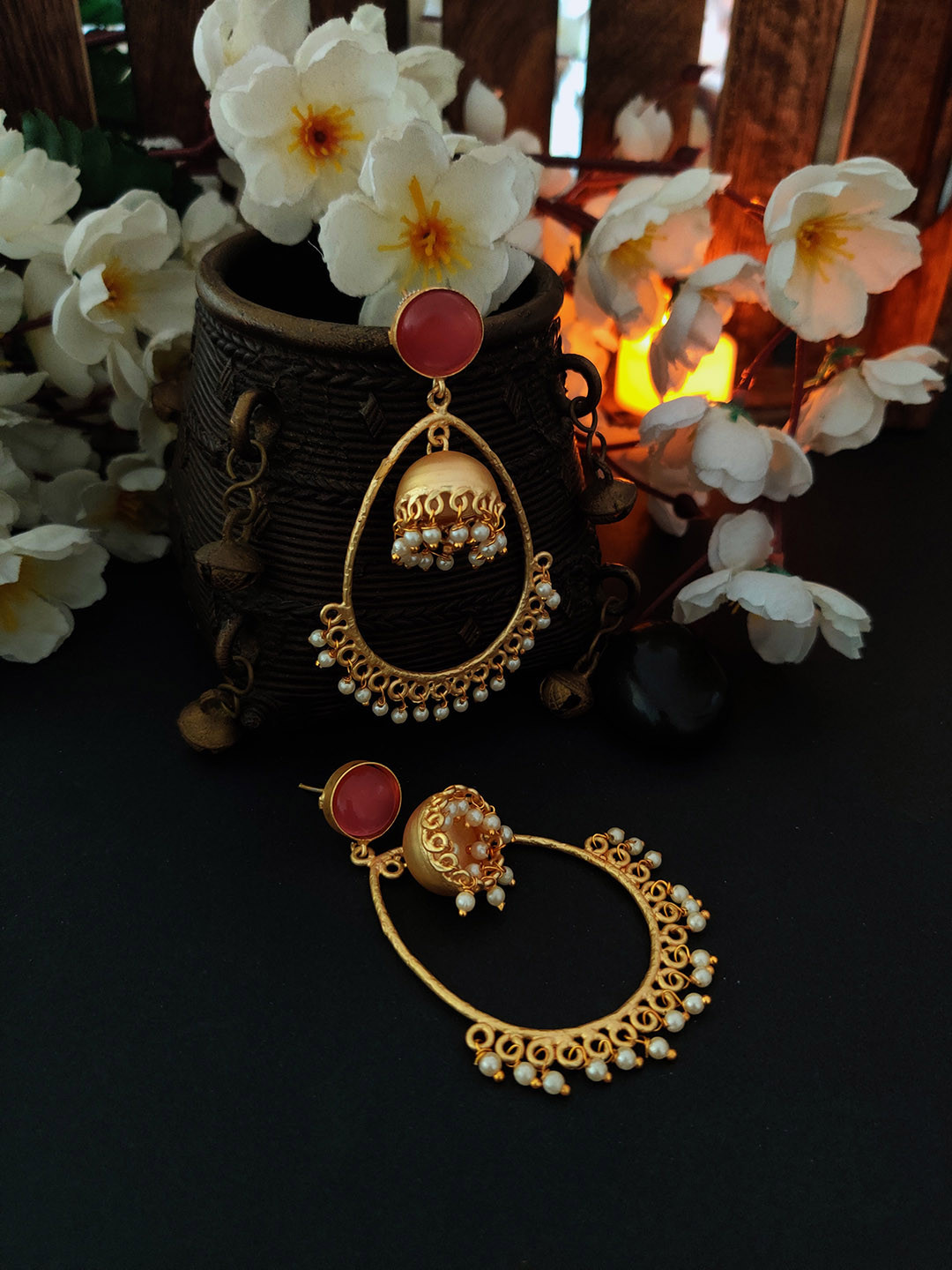 

Binnis Wardrobe Gold-Plated & Pink Contemporary Drop Earrings