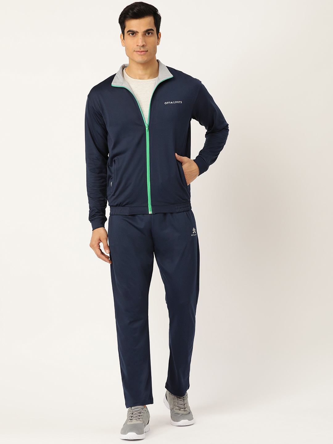 

OFF LIMITS Men Navy-Blue Solid Tracksuit
